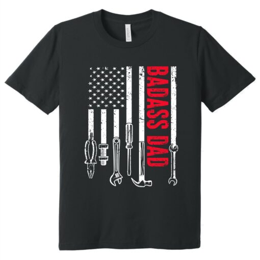 Gingerglowgifts Gift For Dad, Badass Dad American Flag Tee, Dad Tool T-shirt VTM78DNV