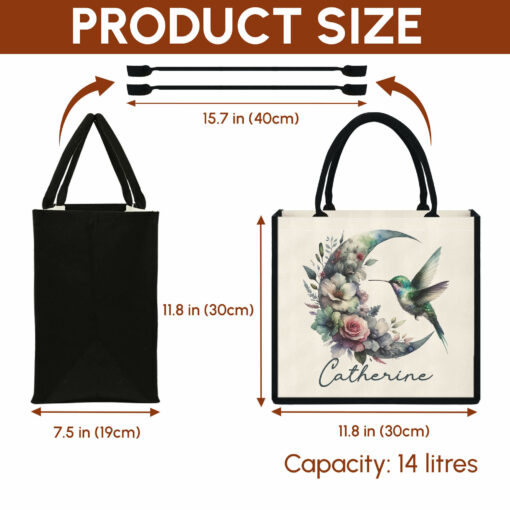 Gingerglowgifts Personalized Hummingbird Floral Moon Gift For Grandma Nana Tote Bag TQN3011TNB