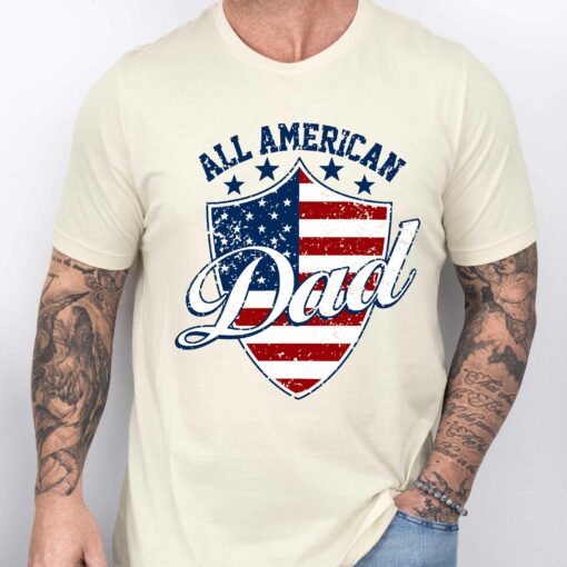 Gingerglowgifts Father's Day Gift, Tee For Dad, All American Dad T-Shirt VTM85DNV