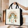 Gingerglowgifts Personalized Making The World a Sunnier Place Since 1974, Birthday Gift, Rainbow Floral Tote Bag HTT05DNV