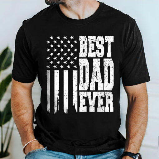 Gingerglowgifts Father's Day T-Shirt, Gift For Dad, Best Dad Ever American Flag T-Shirt VTM76HVN