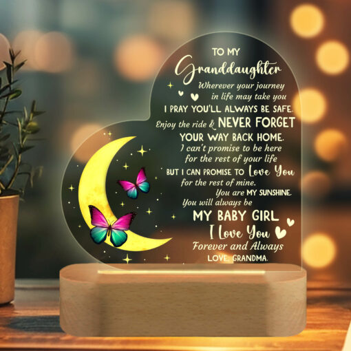 Gingerglowgifts Granddaughter Keepsake Gift, Granddaughter Acrylic Heart Night Light HTT10NTH