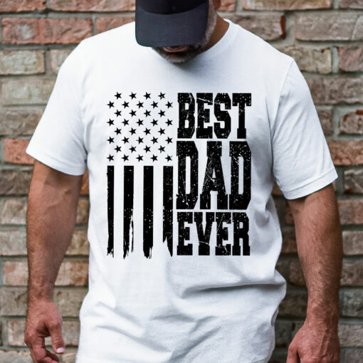 Gingerglowgifts Father's Day T-Shirt, Gift For Dad, Best Dad Ever American Flag T-Shirt VTM76HVN