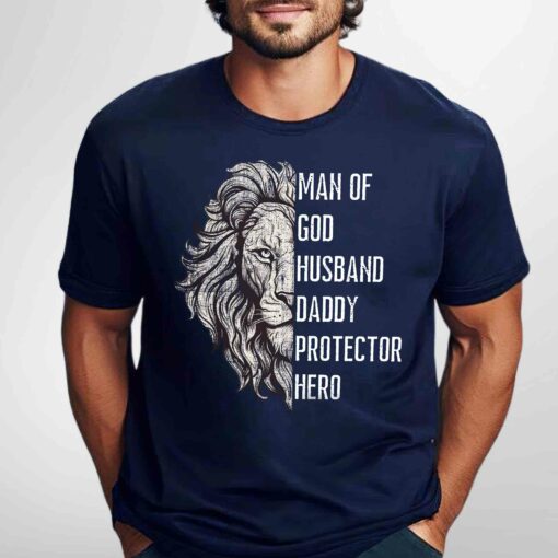 Gingerglowgifts Gifts For Dad, Father's Day Tee, Man of God Husband Daddy Protector Hero T-Shirt HTT72DNV