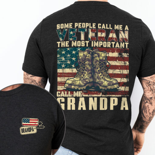 Gingerglowgifts Call Me Grandpa T-shirt, T-shirt Gifts For Grandpa, American Graphic Printed Tee, Veteran Grandpa T-shirt HTT71HVN