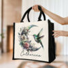 Gingerglowgifts Personalized Hummingbird Floral Moon Gift For Grandma Nana Tote Bag TQN3011TNB