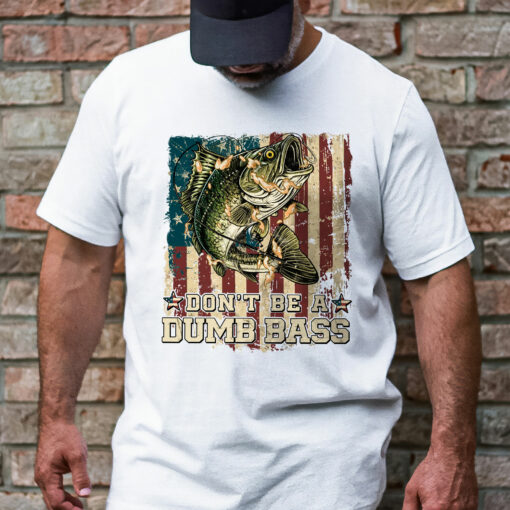 Gingerglowgifts Father's Day Gift, Bass Fish American Flag Tee, Don't Be A Dumb Bass T-Shirt VTM69HVN