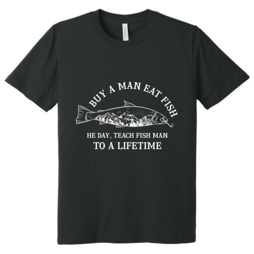 Gingerglowgifts Buy A Man Eat Fish Tee, T-shirt Gifts For Dad, Father's Day Tee VTM18DNV