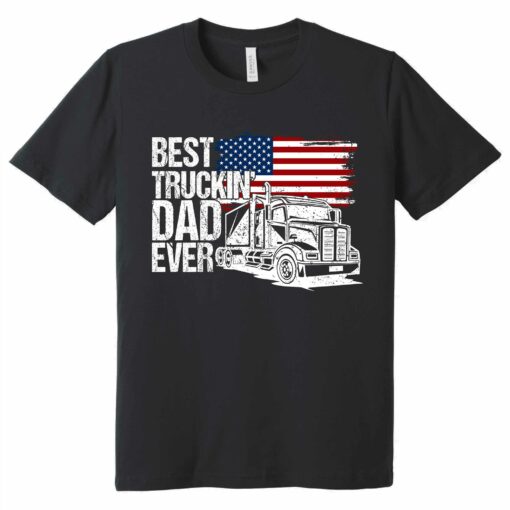 Gingerglowgifts Gift For Dad, American Flag Truck Tee, Best Dad Ever Truckin T-Shirt VTM65DNV