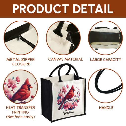 Gingerglowgifts Personalized Cardinal Bird Gift For Mom, Grandma Tote Bag TQN3048TTH