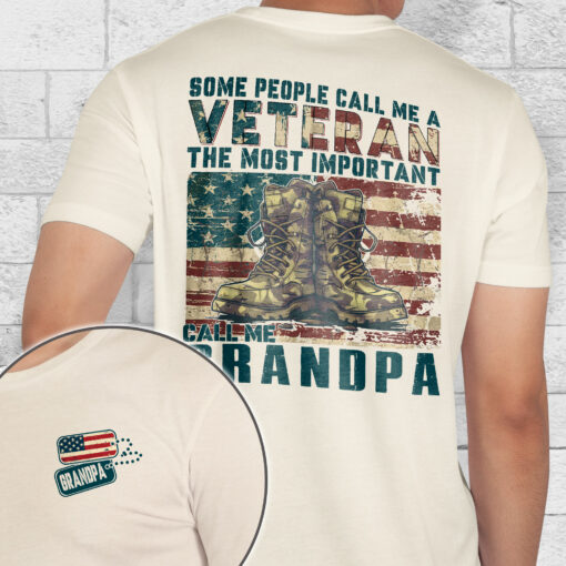 Gingerglowgifts Call Me Grandpa T-shirt, T-shirt Gifts For Grandpa, American Graphic Printed Tee, Veteran Grandpa T-shirt HTT71HVN