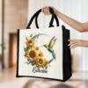 Gingerglowgifts Personalized Hummingbird Sunflowers Moon Tote Bag TQN3046TTH