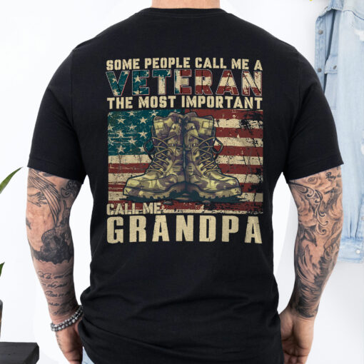 Gingerglowgifts Call Me Grandpa T-shirt, T-shirt Gifts For Grandpa, American Graphic Printed Tee, Veteran Grandpa T-shirt HTT71HVN