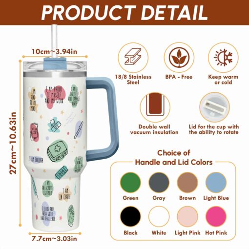 Gingerglowgifts Gift for Nurses Day, Nurse Daily Affirmations Collar Tumbler HTT02DNV