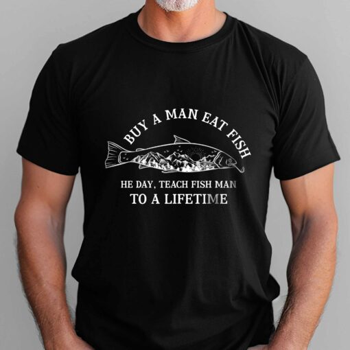 Gingerglowgifts Buy A Man Eat Fish Tee, T-shirt Gifts For Dad, Father's Day Tee VTM18DNV