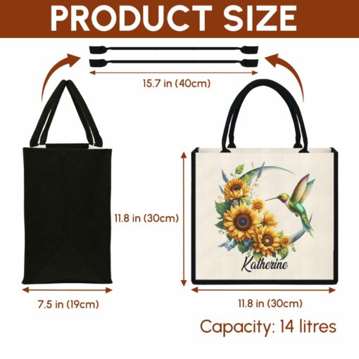 Gingerglowgifts Personalized Hummingbird Sunflowers Moon Tote Bag TQN3046TTH