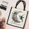 Gingerglowgifts Personalized Hummingbird Floral Moon Gift For Grandma Nana Tote Bag TQN3011TNB