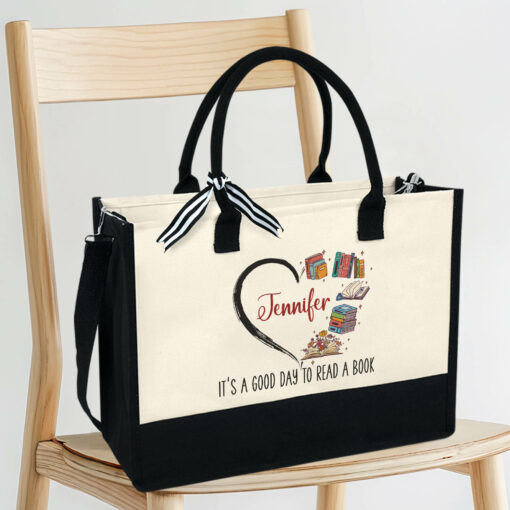 Gingerglowgifts Personalized Love Reading Books, It's A Good Day To Read A Book Tote Bag VTM10NTH