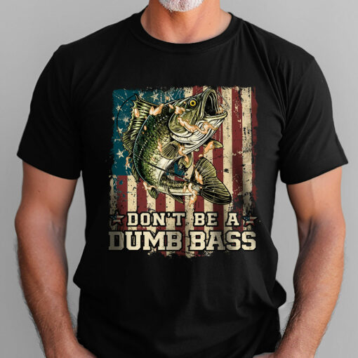 Gingerglowgifts Father's Day Gift, Bass Fish American Flag Tee, Don't Be A Dumb Bass T-Shirt VTM69HVN