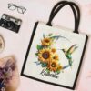 Gingerglowgifts Personalized Hummingbird Sunflowers Moon Tote Bag TQN3046TTH