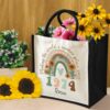 Gingerglowgifts Personalized Making The World a Sunnier Place Since 1974, Birthday Gift, Rainbow Floral Tote Bag HTT05DNV