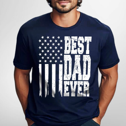 Gingerglowgifts Father's Day T-Shirt, Gift For Dad, Best Dad Ever American Flag T-Shirt VTM76HVN