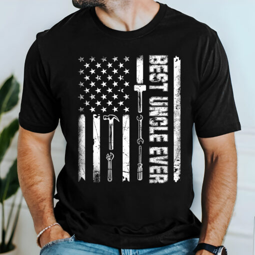 Gingerglowgifts Gift For Uncle, Uncle Tool Tee, Best Uncle Ever American Flag T-shirt VTM50HVN